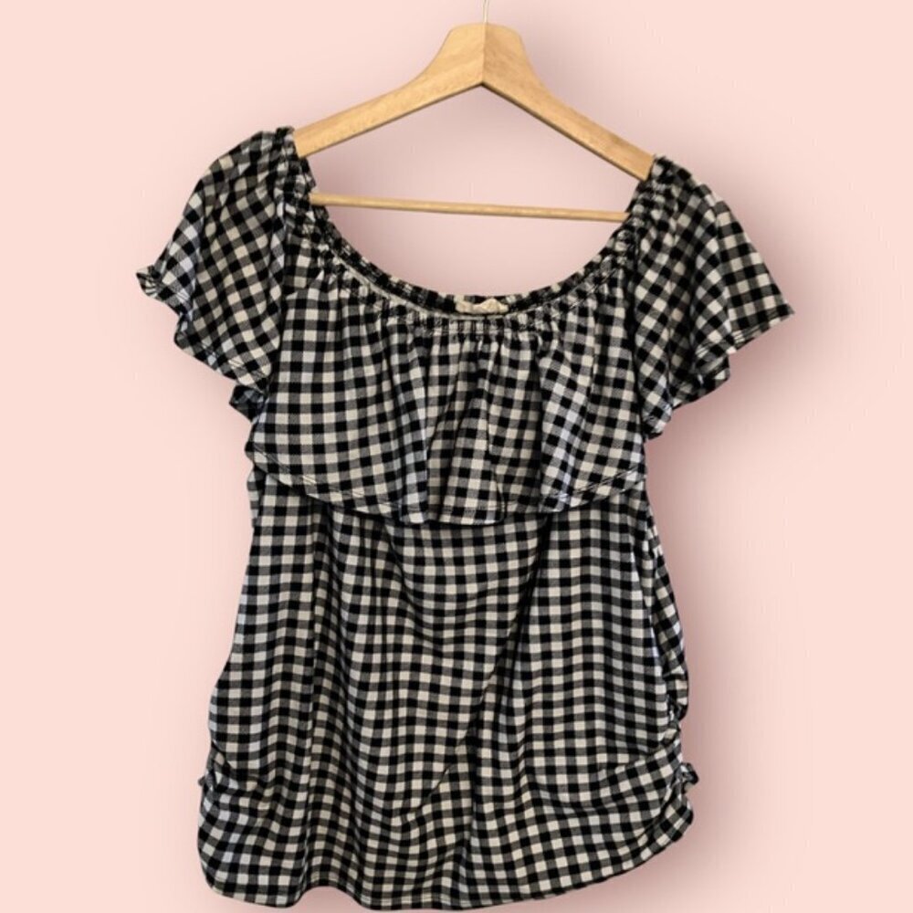 Off the Shoulder Gingham Top